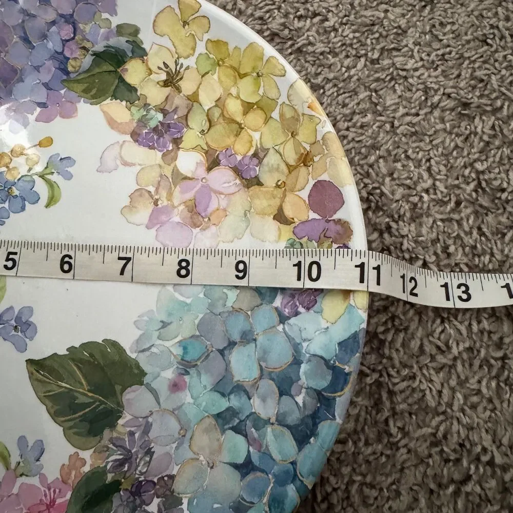 Pier 1 Melamine Dinner Plate 11” Hydrangea Butterfly Floral Summer Patio Outdoor